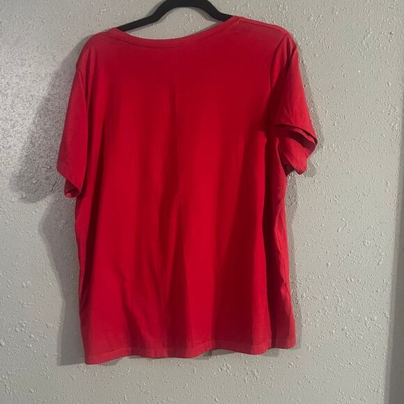 Time and Tru Women's Red XXL V Neck Baby Tee Retro Classic Feminine Classic - Picture 2 of 7